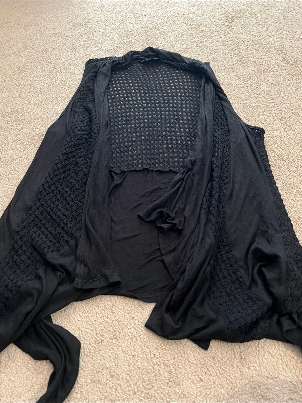 Black Draped Open-Front Knit Vest - Women Accessories Scarves & Wraps